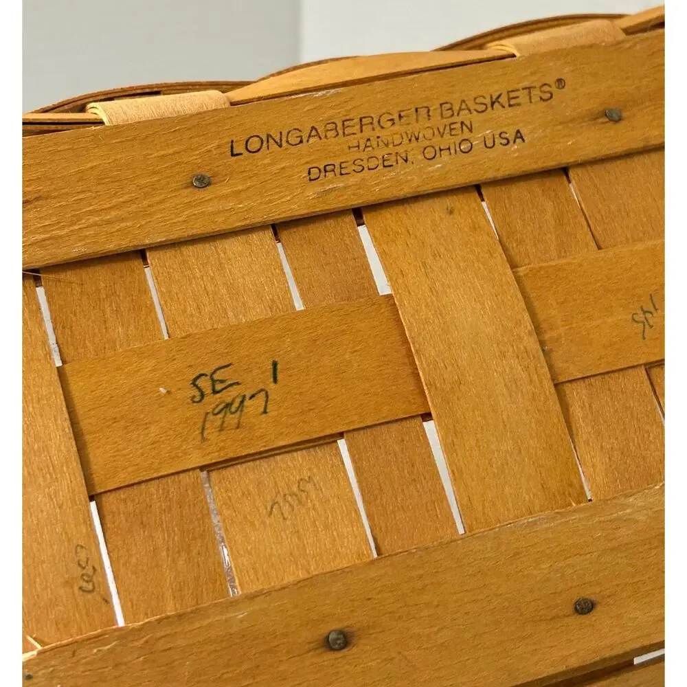 1997 Longaberger Rectangle Basket-Removeable Wood Divider-Plastic liner-11